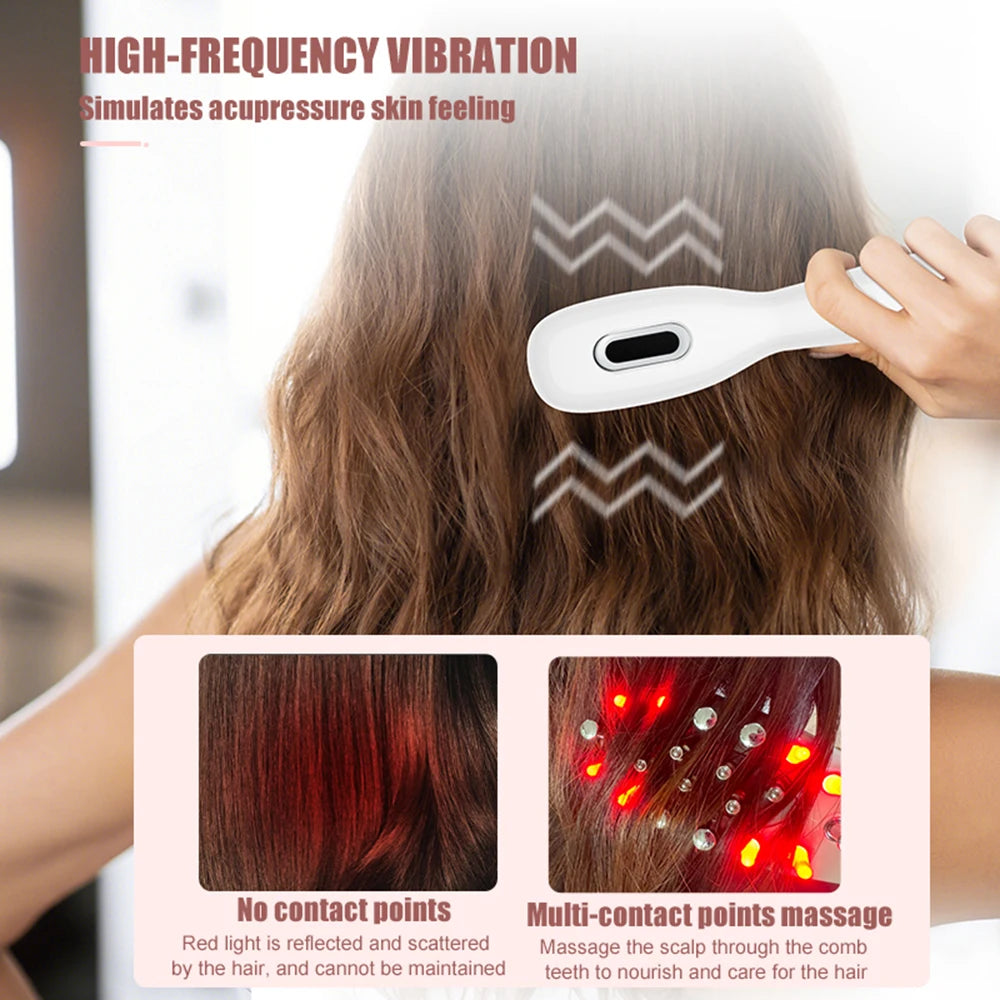 Electric Hair Care Comb Micro Current Massage Comb Hair Conditioner LED Colored Light Radio Frequency Hot Compress Scalp Care